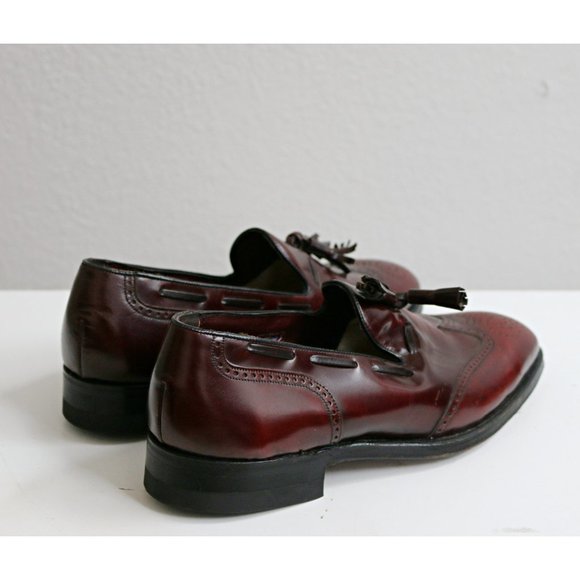 1980\'s Florsheim Burgundy Tassel Leather Dress Loafers // Men\'s 8 to 8-1/2 (8.5) main image 5